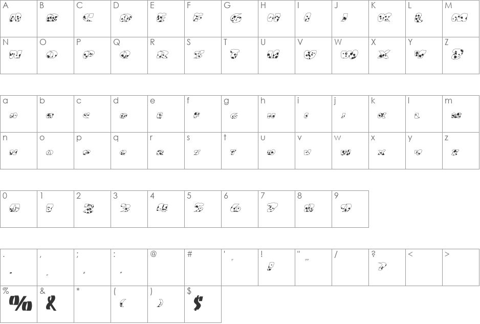 Fat Cow font character map preview