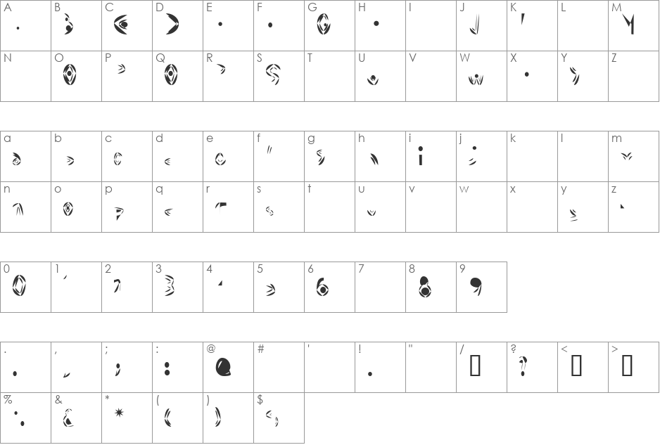 Fat Cyan font character map preview