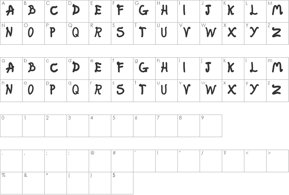 Fat fairy font character map preview