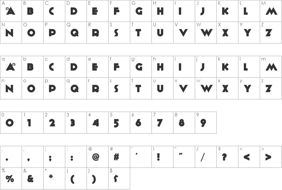 Anagram NF font character map preview