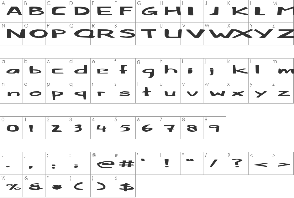 Fat Little Piggy font character map preview