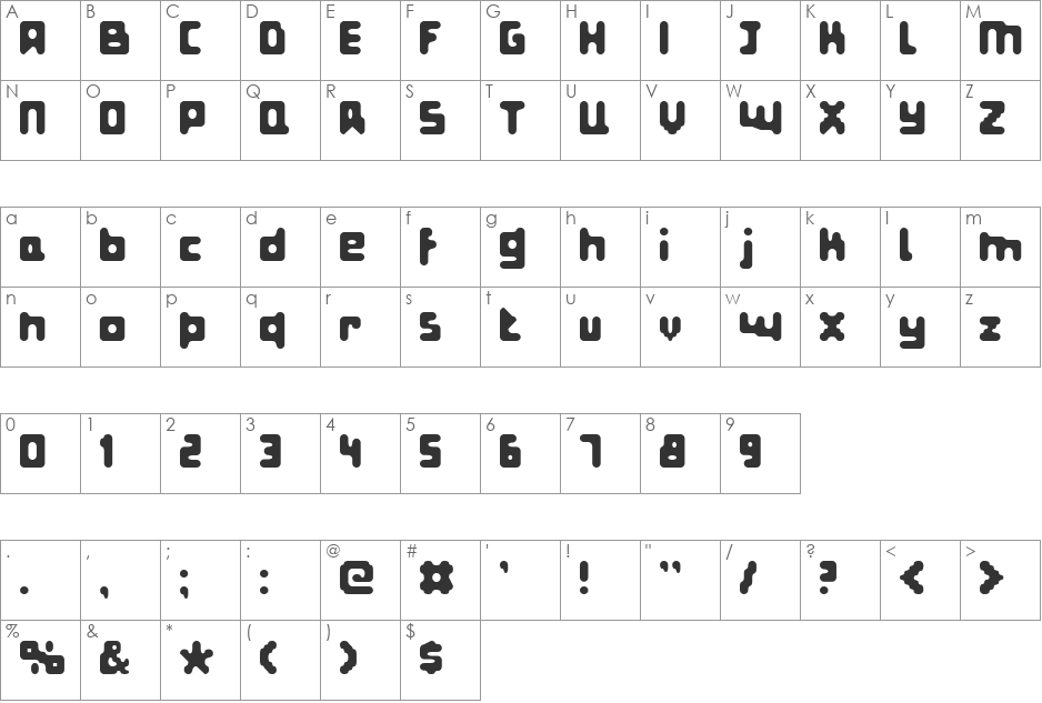 Fat Pixels font character map preview