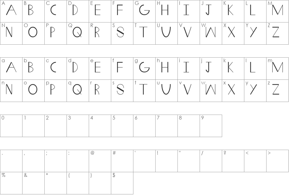 Fat Wedge font character map preview