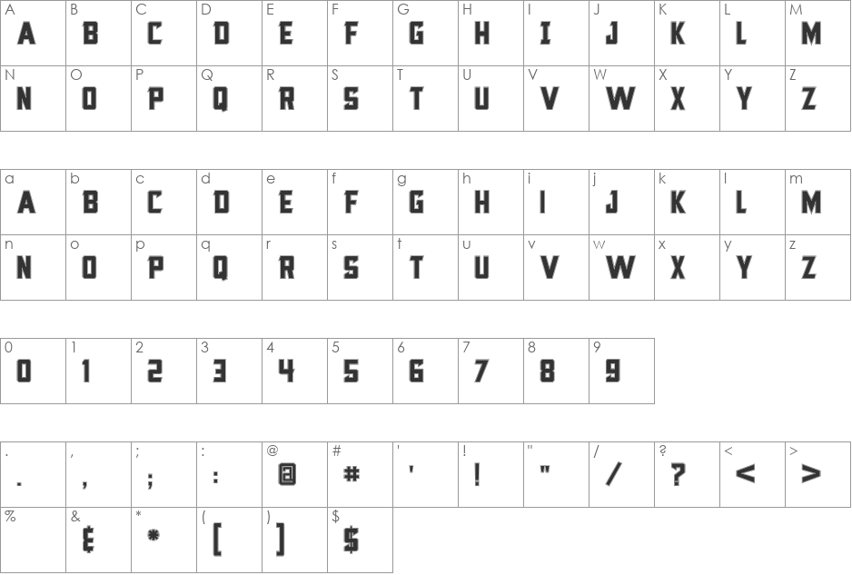 Fatcat font character map preview