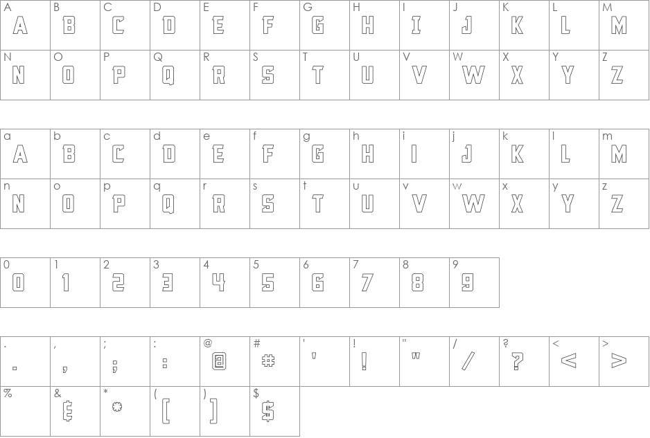 Fatcat font character map preview