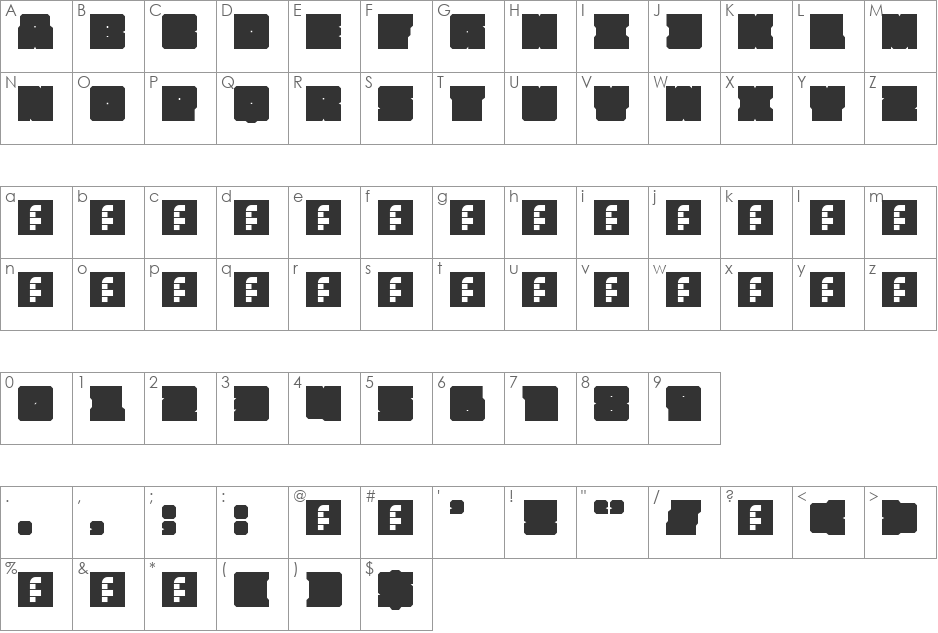 FATEX font character map preview