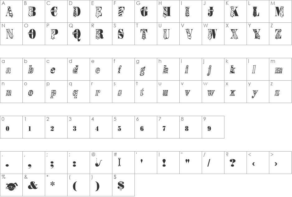 Fathers Day font character map preview