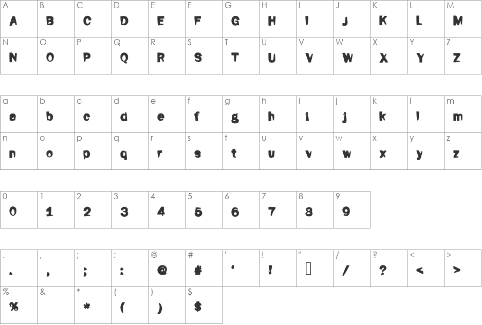Fati font character map preview