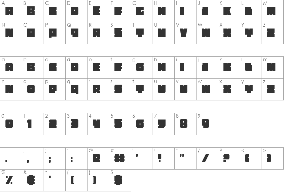 Anakefka Condensed font character map preview