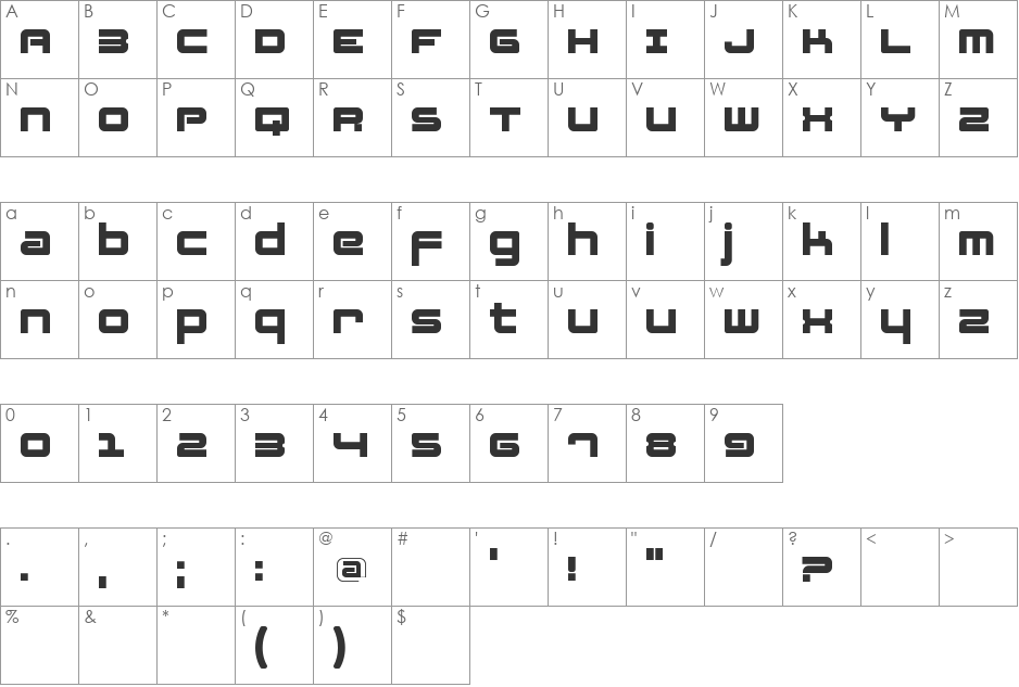 FatsansShadow font character map preview