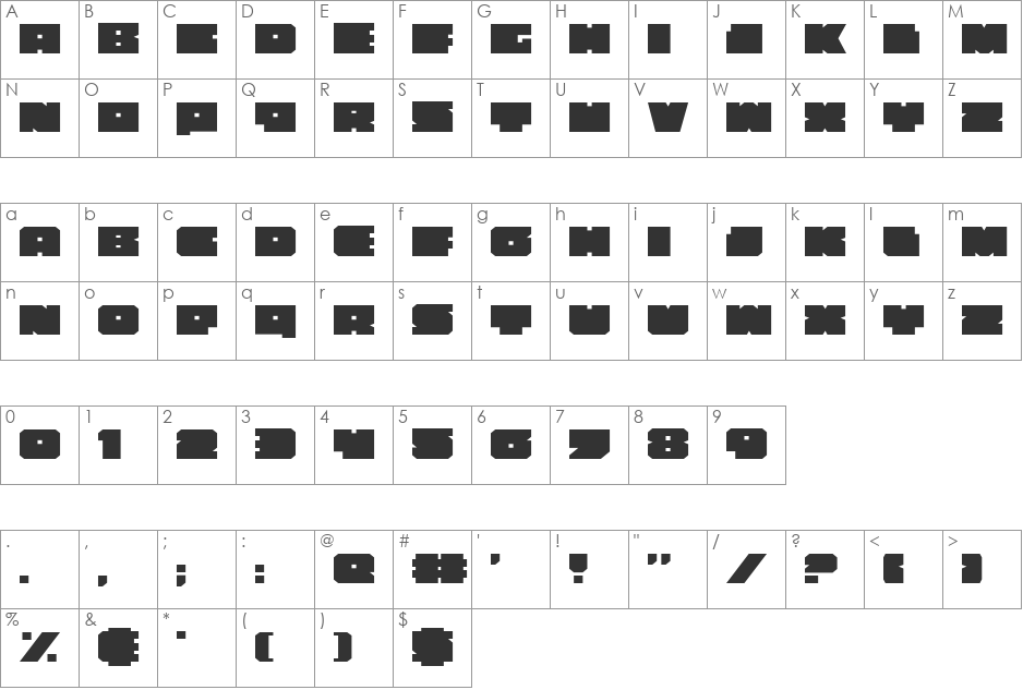 Anakefka Expanded font character map preview