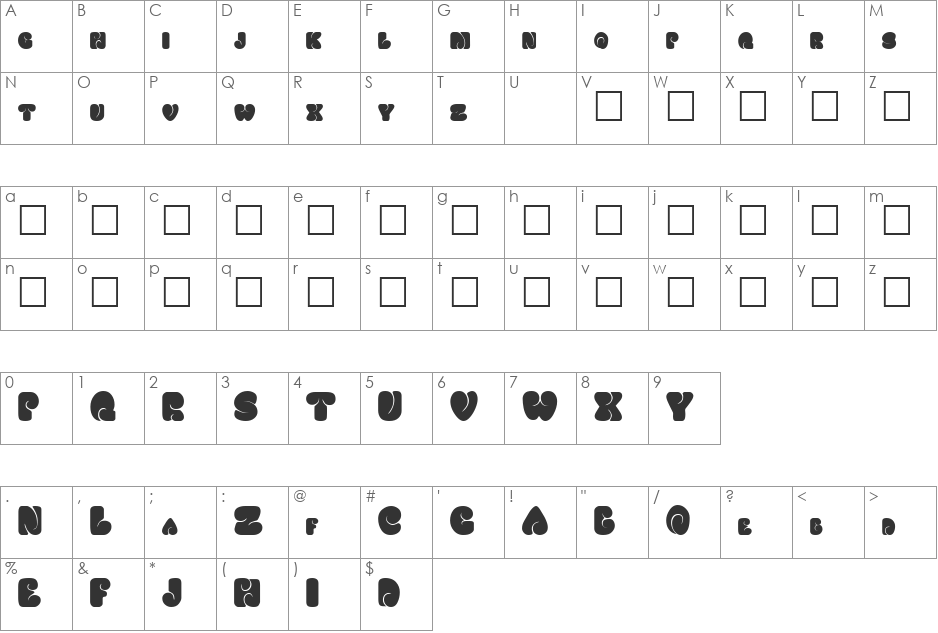 FATSOcaps font character map preview