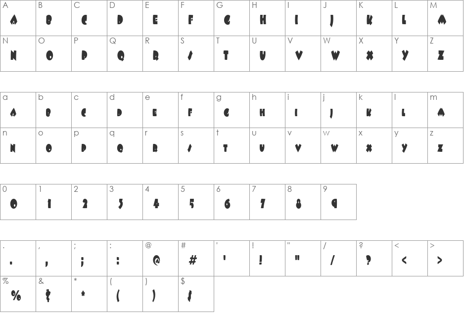 FatsoCondensed font character map preview