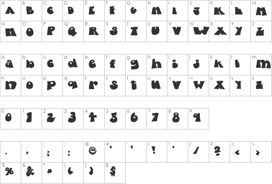 Fatty font character map preview