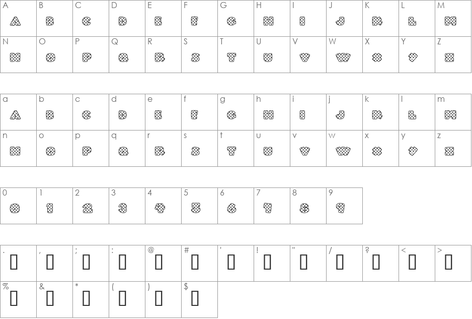 Fatty Flower Filled font character map preview