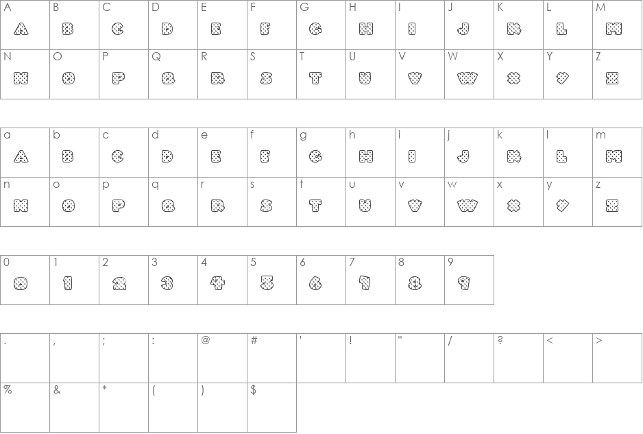 Fatty Heart Filled font character map preview