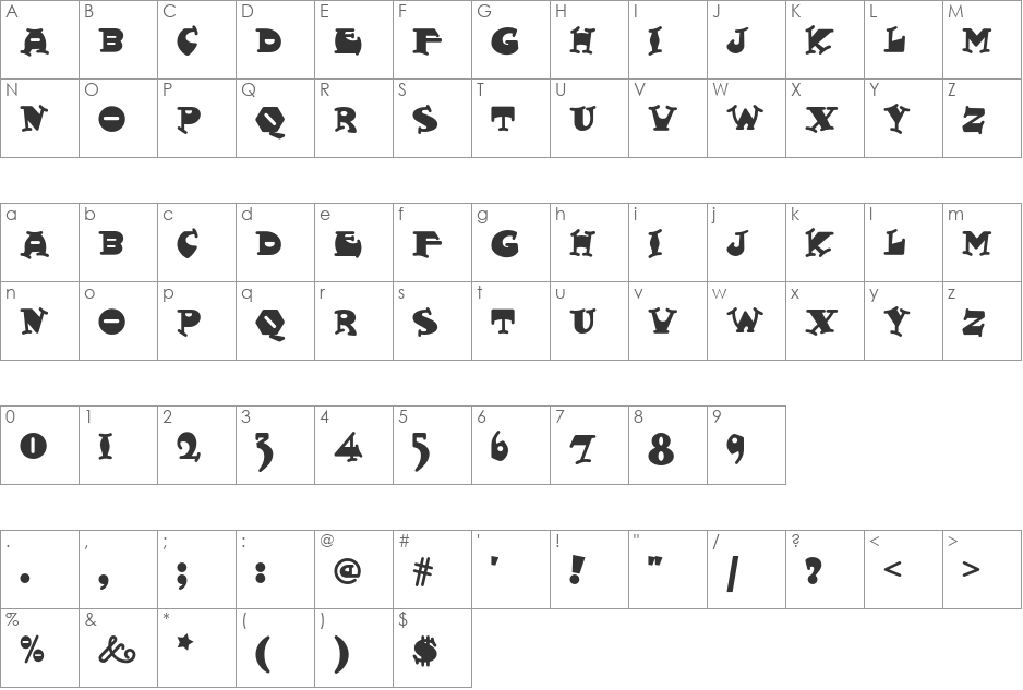 Fatty Snax NF font character map preview