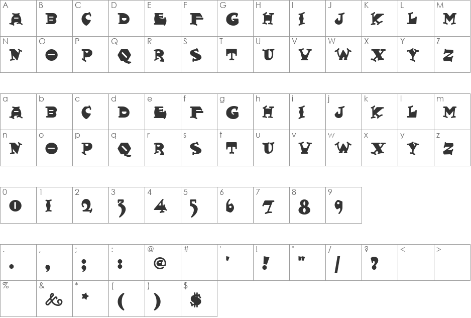 Fatty Snax NF font character map preview