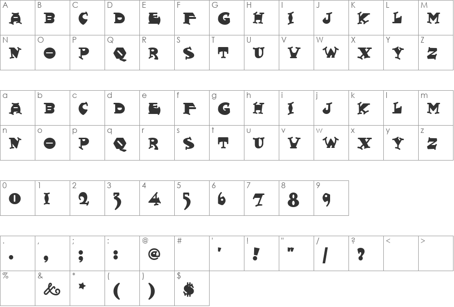 FattySnaxNF font character map preview