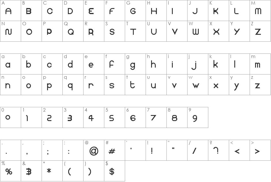 faucet font character map preview