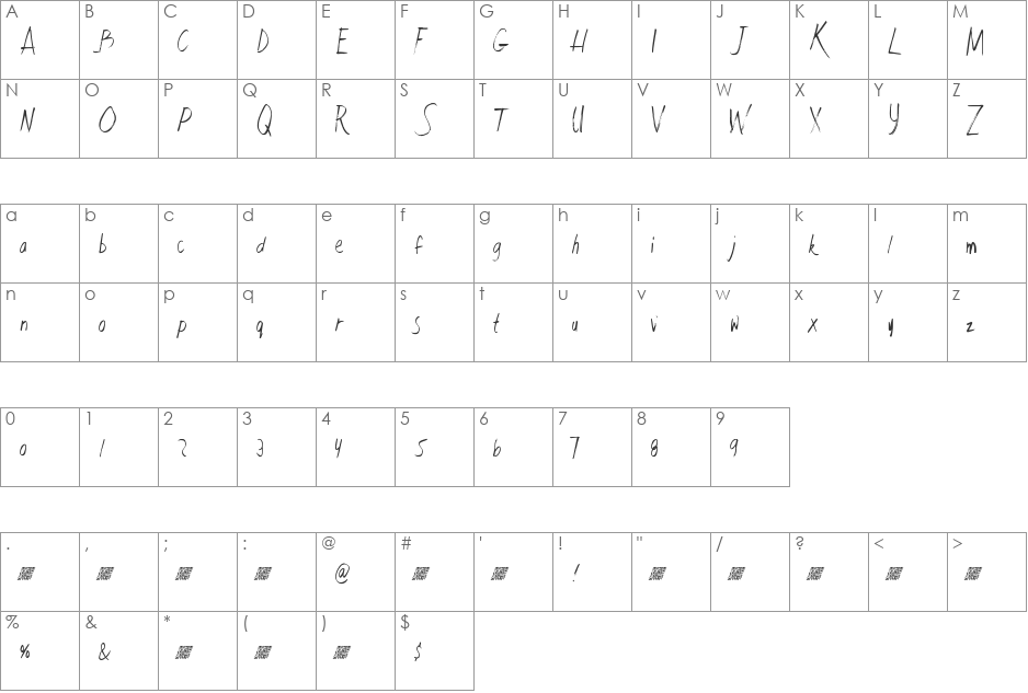 FaultLineDT font character map preview