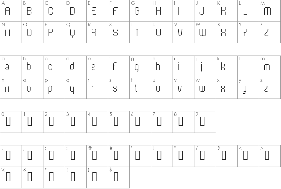 Fax Print font character map preview