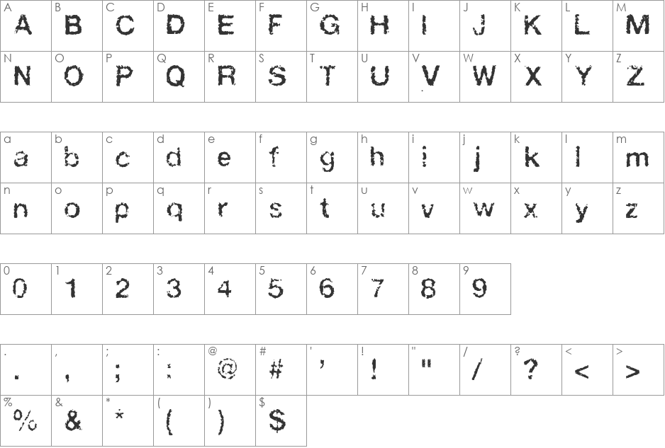 FAXADA font character map preview