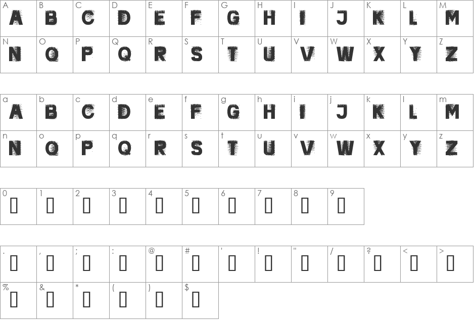 faxmachine font character map preview