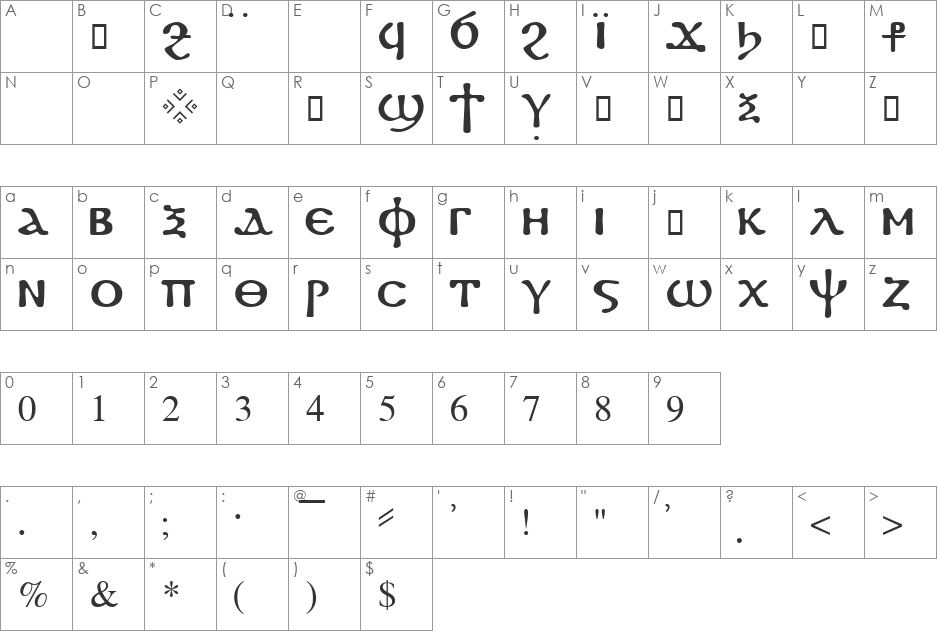 FayiumSSK font character map preview