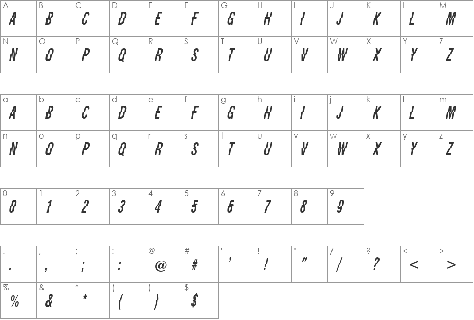 Faysie font character map preview