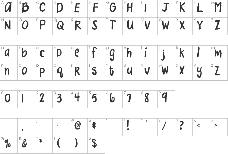 FB Almost Paradise font character map preview