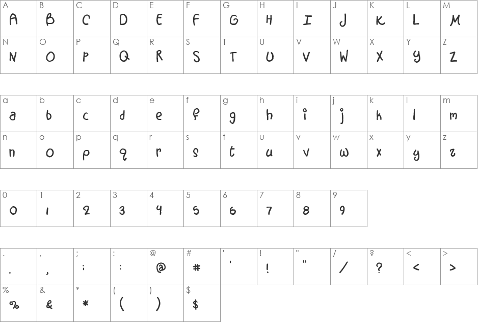 FB Fascination font character map preview