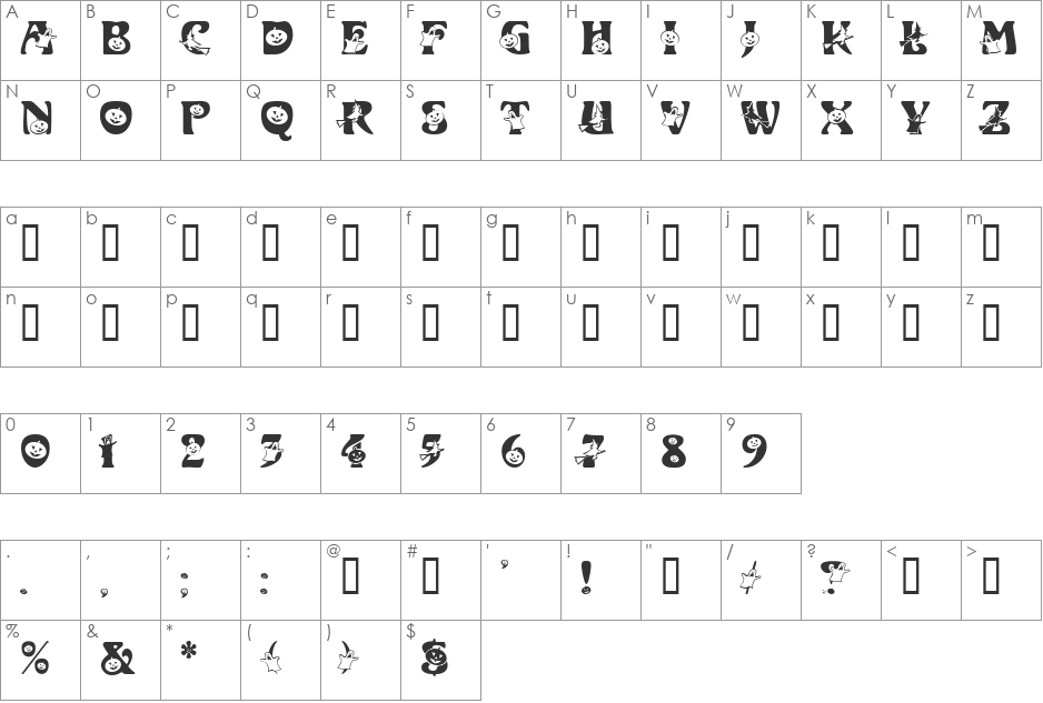 FB HALLOWEEN font character map preview