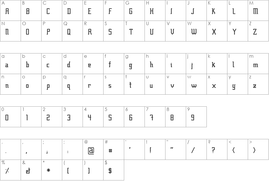 Fcraft Sidarta font character map preview