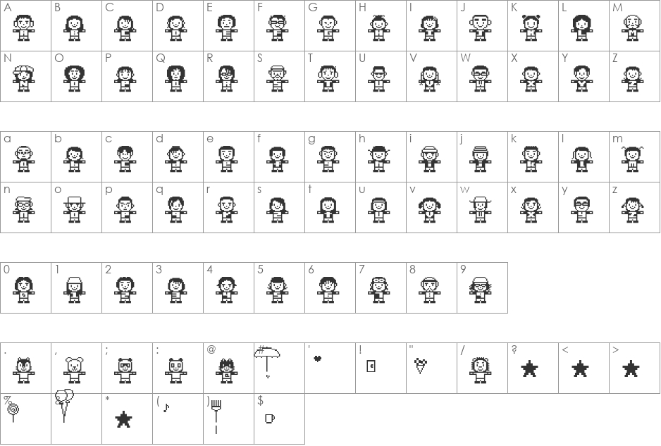 FD font character map preview
