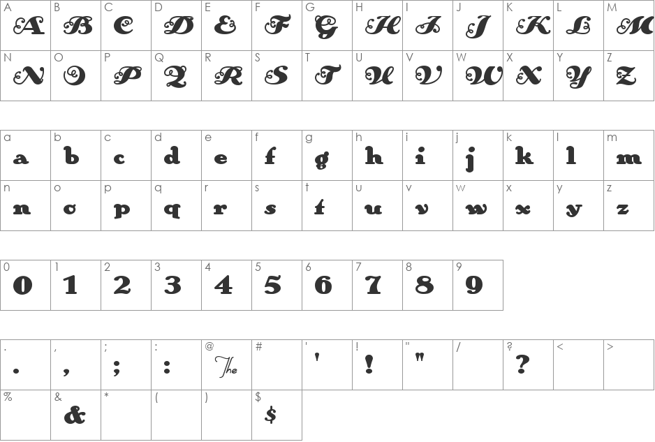 AnAkronism font character map preview