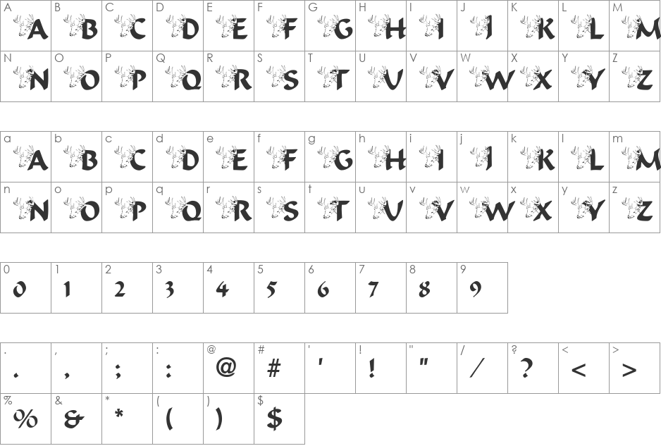 FD Deer Deer font character map preview