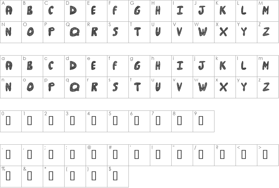 FD Grid font character map preview
