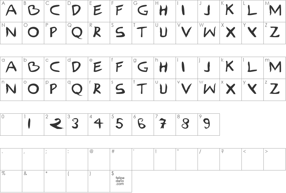 FD Ilhoscript font character map preview