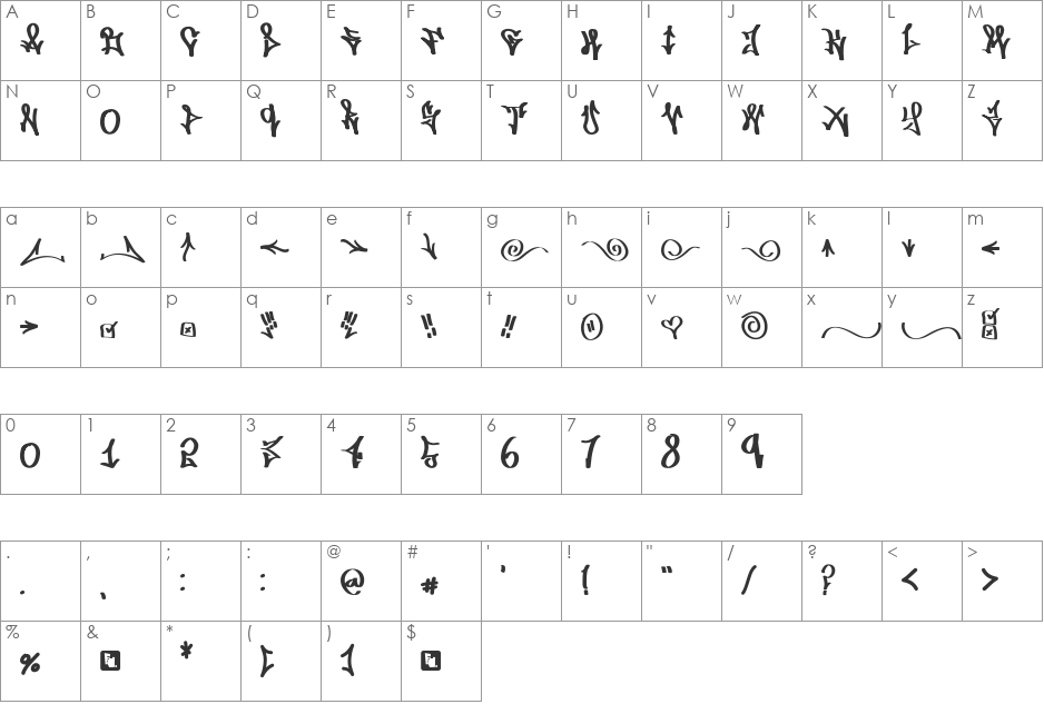 FD Wordplay font character map preview