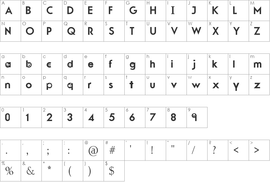 FDL font character map preview