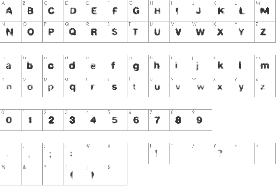 FDMedian font character map preview