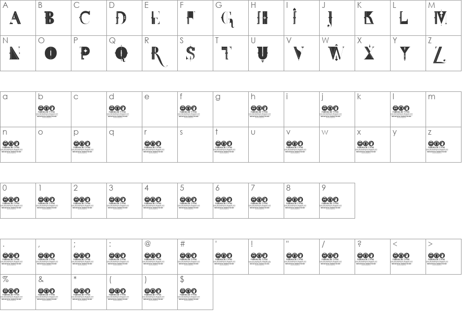 FDT_Wonderland font character map preview