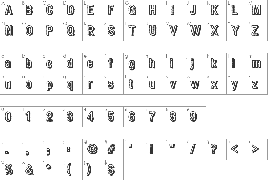 Fear font character map preview