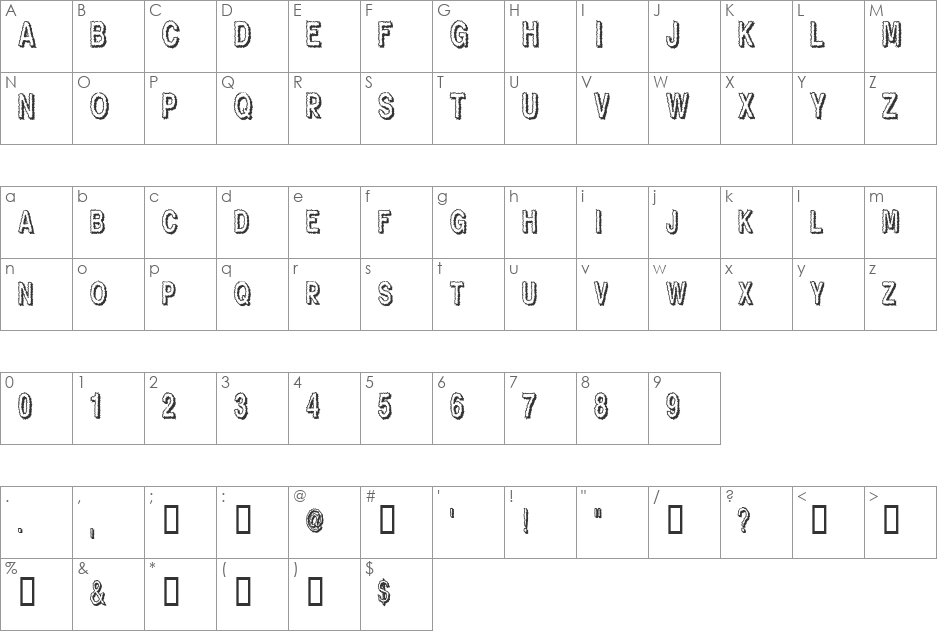 Fear font character map preview