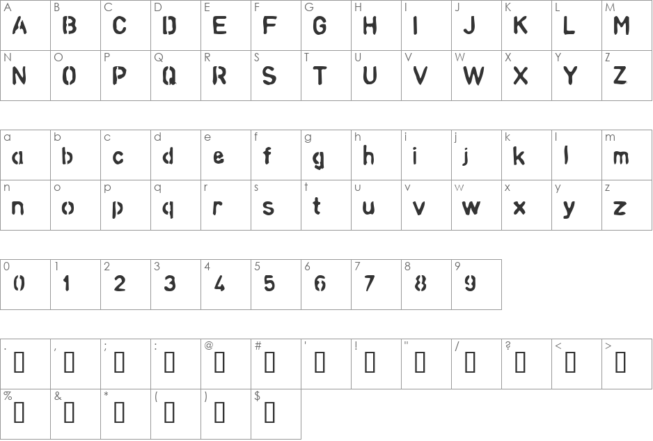 analog font character map preview