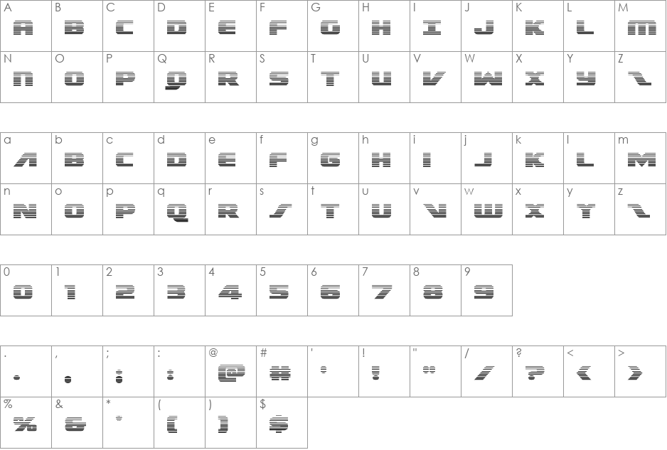 Federal Escort Scanlines font character map preview