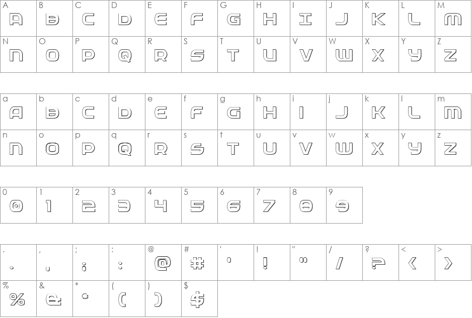 Federal Service 3D font character map preview