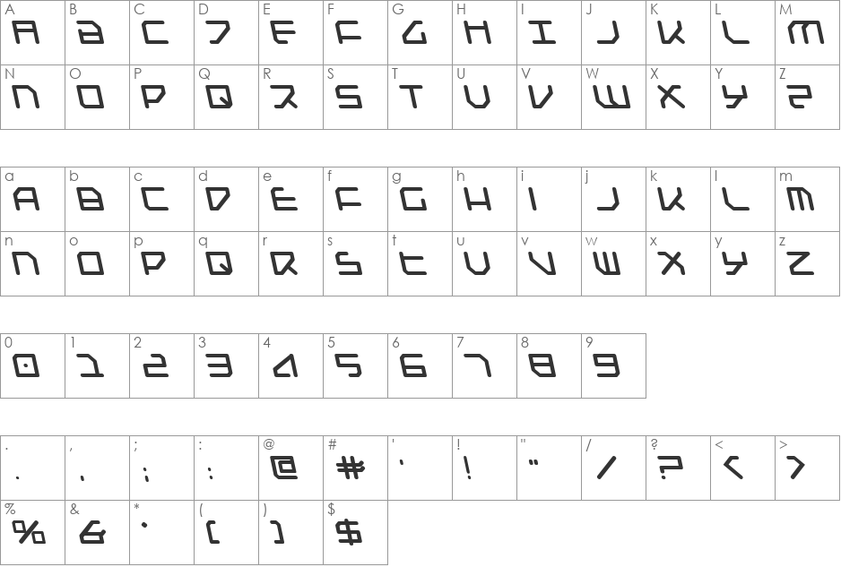 Federapolis Bold Leftalic font character map preview