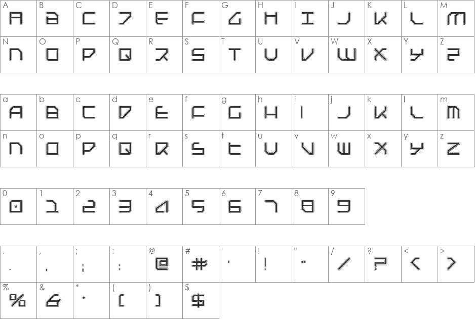 Federapolis College font character map preview